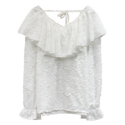 Stílusos női blúz V-nyakkal és három színben hímzéssel