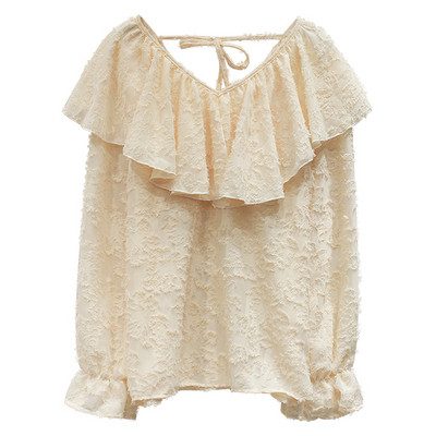 Stílusos női blúz V-nyakkal és három színben hímzéssel