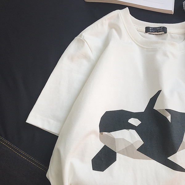 Férfi póló széles modell fehér rátéttel