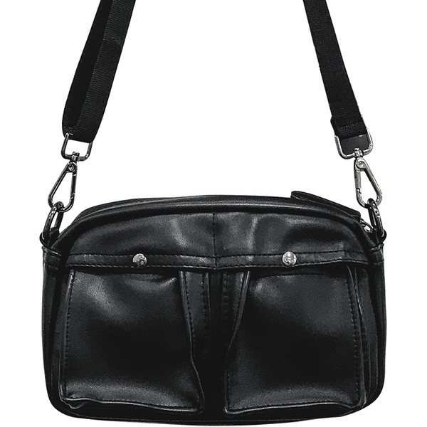 Eko bőrből készült, alkalmi férfi táska fekete színben, több zsebbel