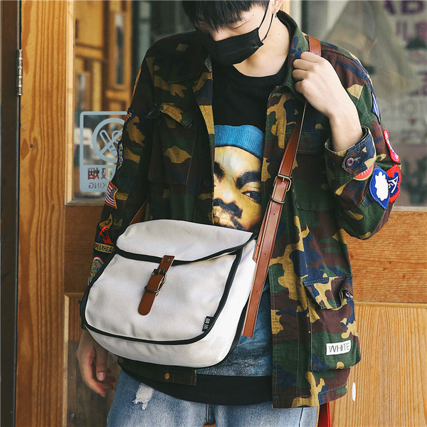 Stílusos férfi táska három színben, öko bőr pántokkal