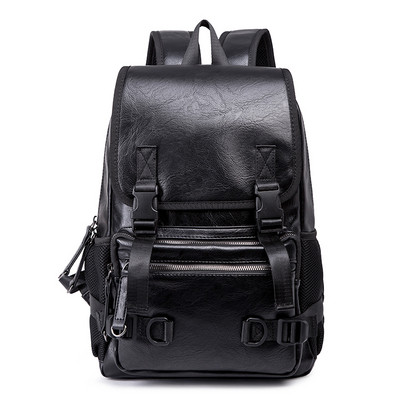 Öko bőrből készült modern férfi hátizsák fekete színben