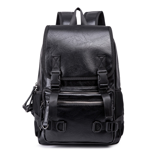Öko bőrből készült modern férfi hátizsák fekete színben