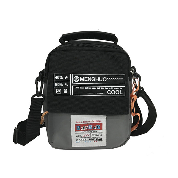 Modern férfi kistáska különböző színű feliratokkal