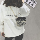 Új modell női táska szalaggal, fém fogantyúval és lánccal