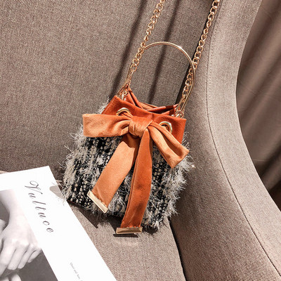 Új modell női táska szalaggal, fém fogantyúval és lánccal