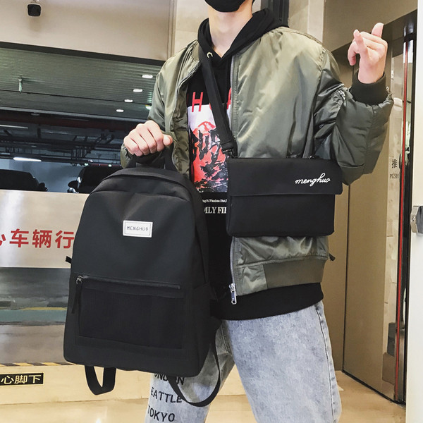 Férfi napi hátizsák fekete és szürke felirattal