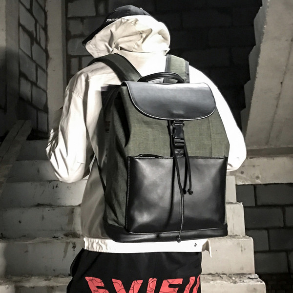 Férfi hátizsák fűzővel és öko bőrrel, három színben