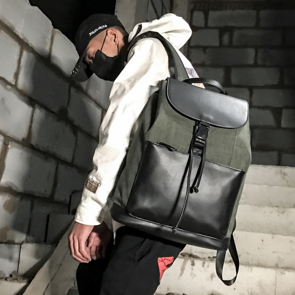 Férfi hátizsák fűzővel és öko bőrrel, három színben
