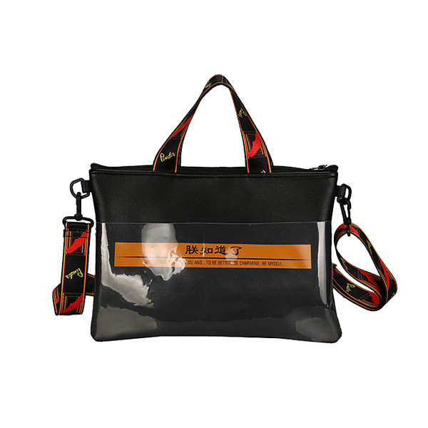 Alkalmi férfi táska átlátszó zsebbel és színes pánttal