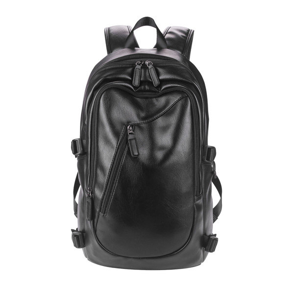 Öko bőrből készült férfi hátizsák fekete színű cipzárral