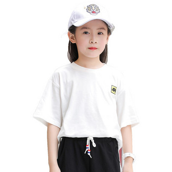 Спортна тениска за момичета в бял цвят и щампа