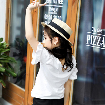 Ежедневна детска блуза в бял цвят с надпис