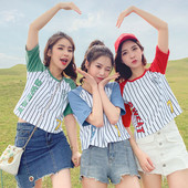 Női sport csíkos póló három színben