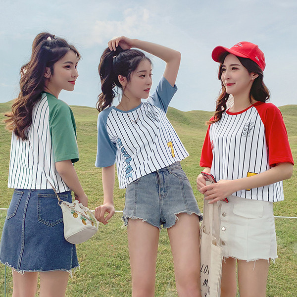 Női sport csíkos póló három színben