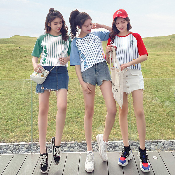 Női sport csíkos póló három színben