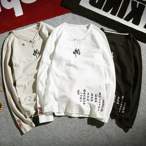 Férfi hétköznapi blúz, hosszú ujjal, feliratokkal három színben