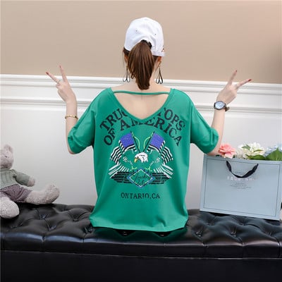 Női alkalmi póló széles modell nyomattal és felirattal több színben