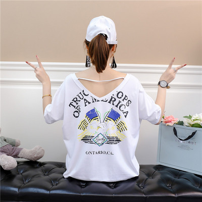 Női alkalmi póló széles modell nyomattal és felirattal több színben