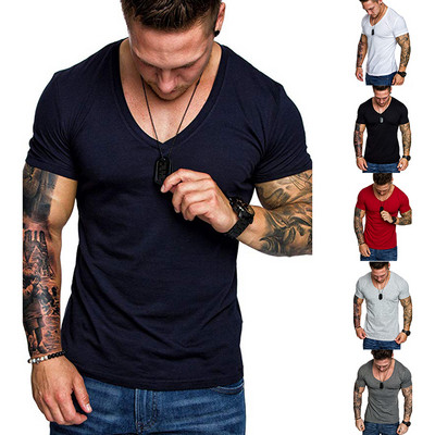 Stylish men`s T-shirt with short sleeves - clean model