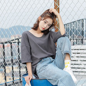 Sima modell női blúz 3/4 ujjal szürke és fehér színben