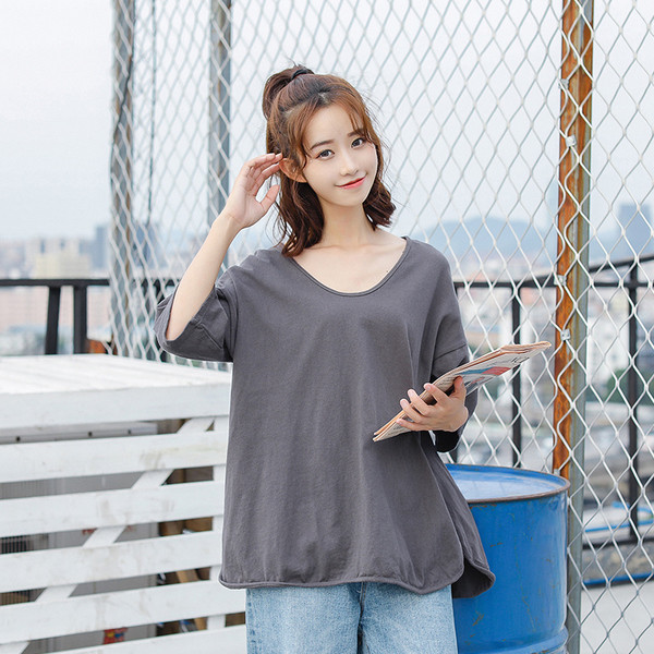 Sima modell női blúz 3/4 ujjal szürke és fehér színben