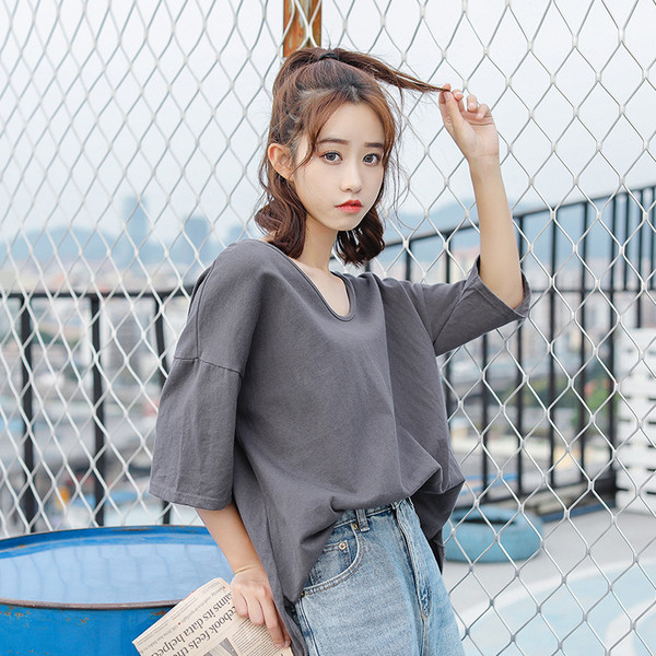 Sima modell női blúz 3/4 ujjal szürke és fehér színben