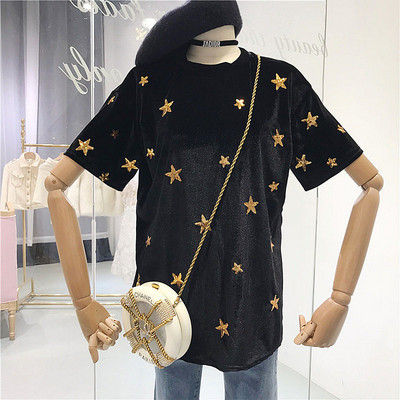 Modern női póló flitter elemekkel, több színben