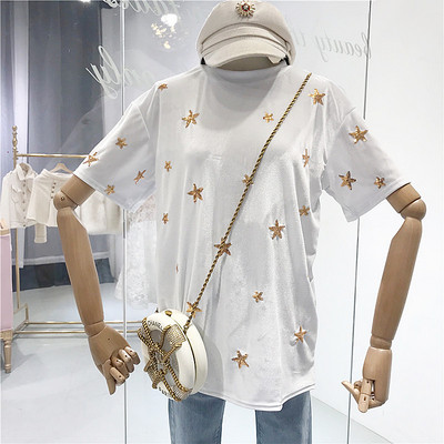 Modern női póló flitter elemekkel, több színben