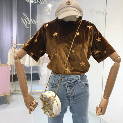 Modern női póló flitter elemekkel, több színben