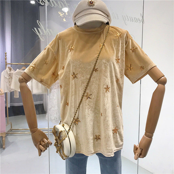 Modern női póló flitter elemekkel, több színben