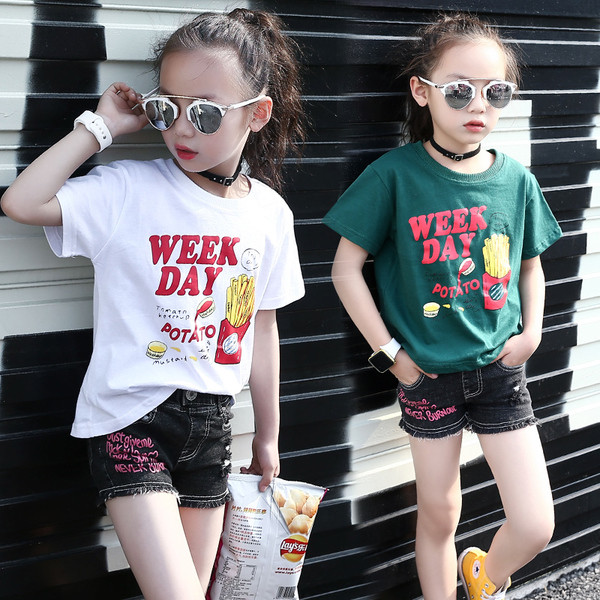 Alkalmi gyerek blúz lányoknak rövid ujjal és rátéttel