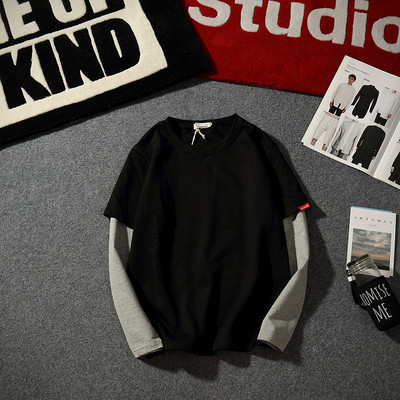 Férfi alkalmi blúz O-alakú gallérral, fekete és szürke színben