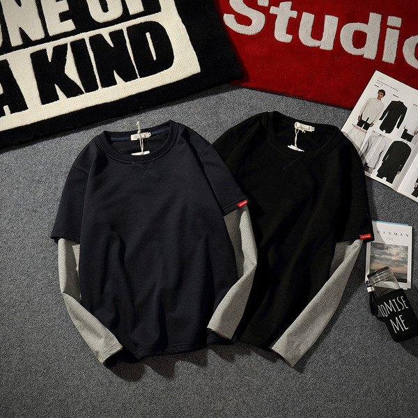 Férfi alkalmi blúz O-alakú gallérral, fekete és szürke színben