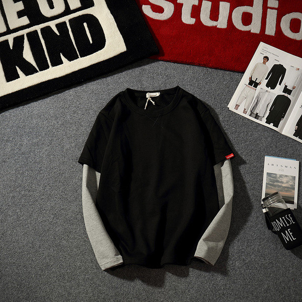 Férfi alkalmi blúz O-alakú gallérral, fekete és szürke színben