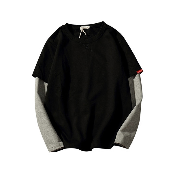 Férfi alkalmi blúz O-alakú gallérral, fekete és szürke színben