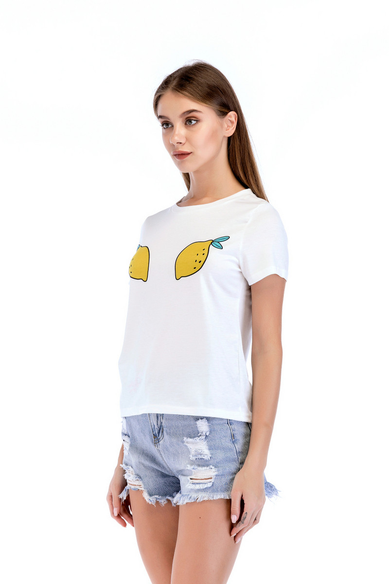 Alkalmi női póló fehér színű applikációkkal