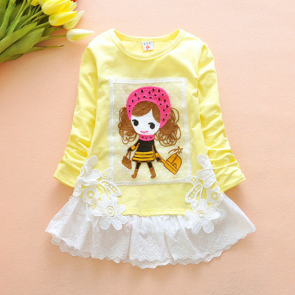 Modern gyerek blúz lányoknak három színben csipkével és rátéttel