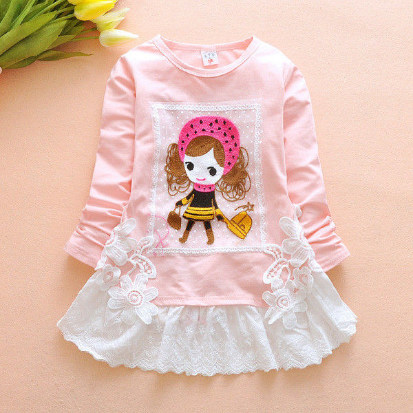 Modern gyerek blúz lányoknak három színben csipkével és rátéttel