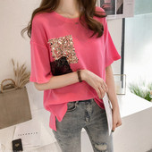 Női póló széles modell flitterekkel több színben