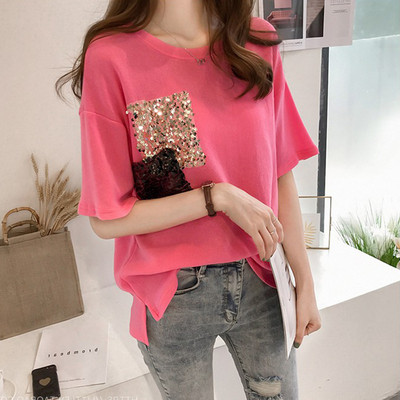 Női póló széles modell flitterekkel több színben