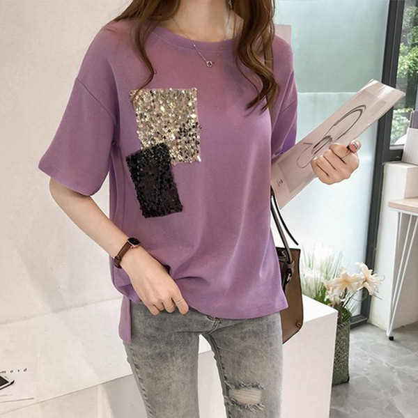 Női póló széles modell flitterekkel több színben