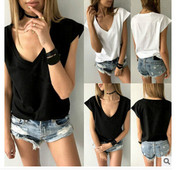 Alkalmi női póló V-nyakkal, több színben