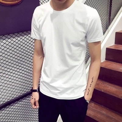 Férfi póló sima modell rövid ujjú fekete-fehér színben