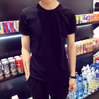 Férfi póló sima modell rövid ujjú fekete-fehér színben