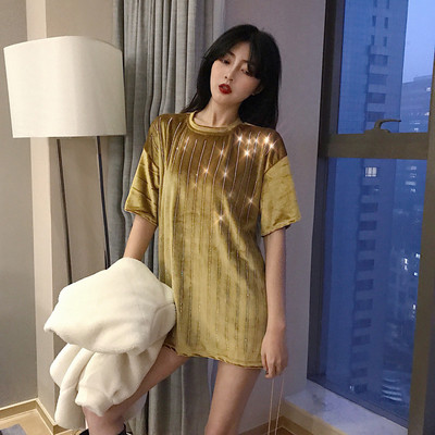 Modern női bársony póló kövekkel, három színben