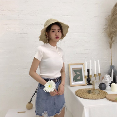 Lezser női blúz, rövid ujjal, oldalsó cipzárral, három színben