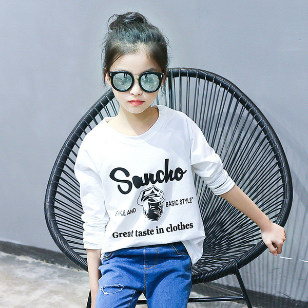 Alkalmi, hosszú ujjú gyermekblúz lányoknak, mintával