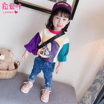 Модерна детска блуза с апликация за момичета в два цвята