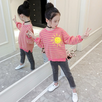 Ежедевна детска блуза за момичета с апликация в розов цвят